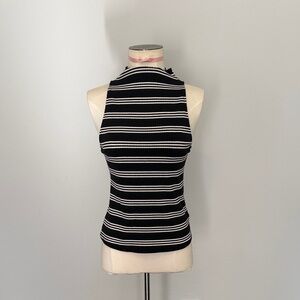 Maeve by Anthropologie Striped Black and White Sleeveless Top